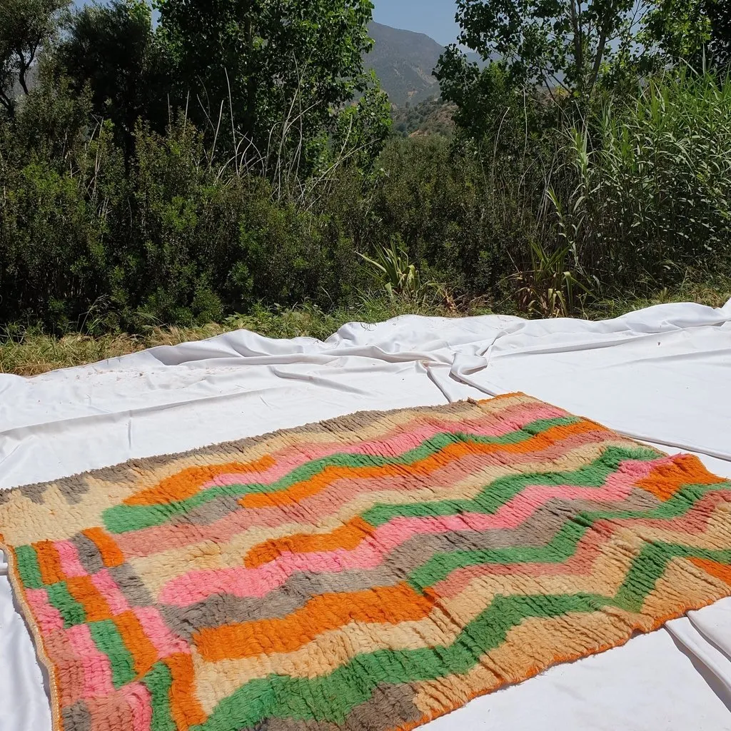 AEDA | 6x4'5 Ft | 180x140 cm | Moroccan Colorful Rug | 100% wool handmade