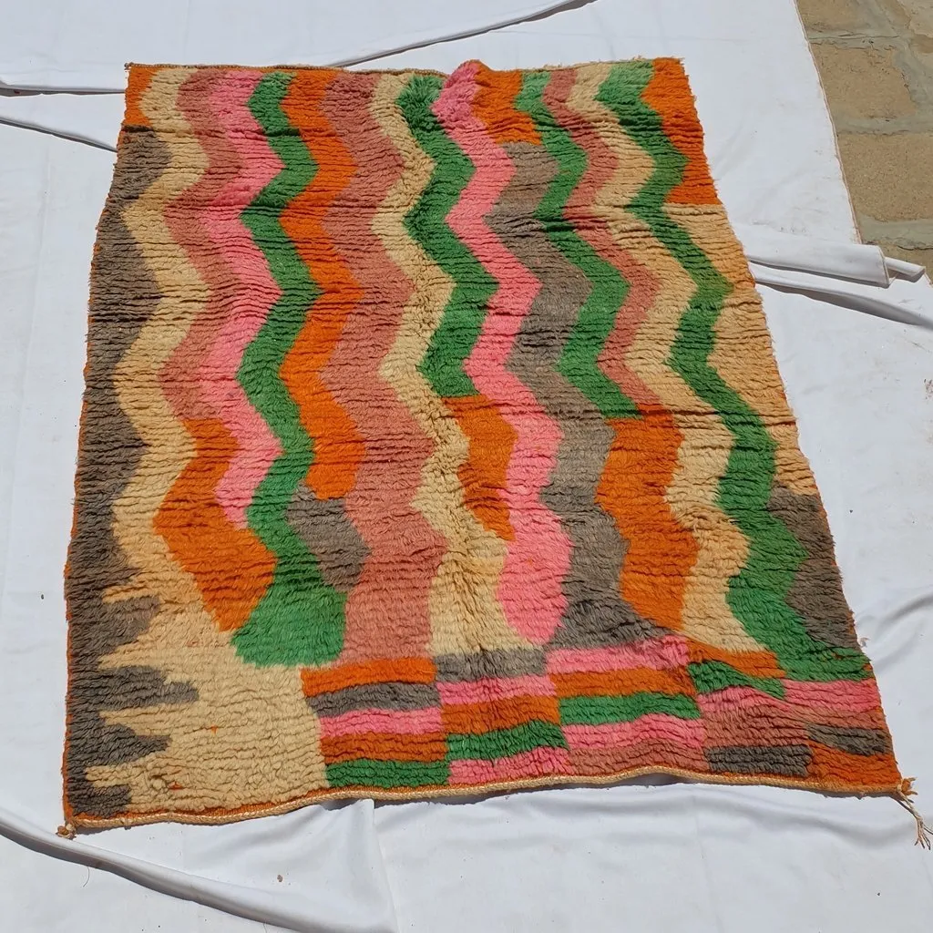 AEDA | 6x4'5 Ft | 180x140 cm | Moroccan Colorful Rug | 100% wool handmade