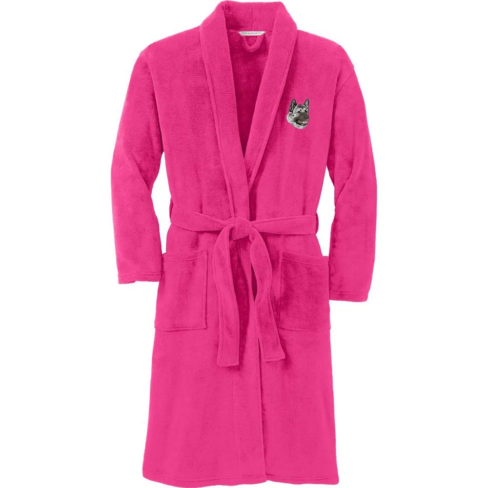 Akita Embroidered Plush Microfleece Robe