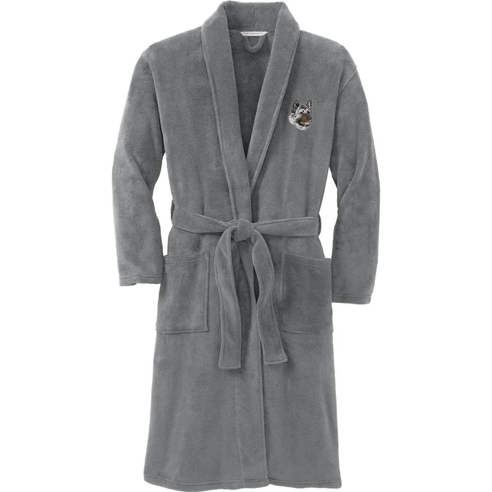 Akita Embroidered Plush Microfleece Robe