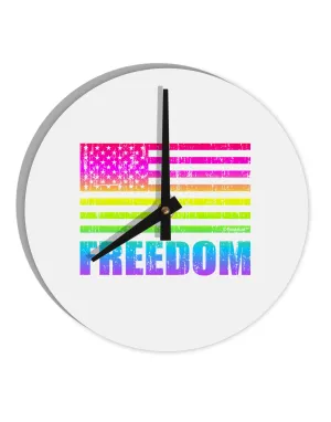 American Pride - Rainbow Flag - Freedom 10 InchRound Wall Clock