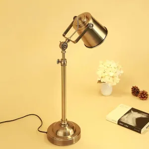 Antique Gold Swivel Shade Table Lamp - Stylish Metal Nightstand Light for Living Room