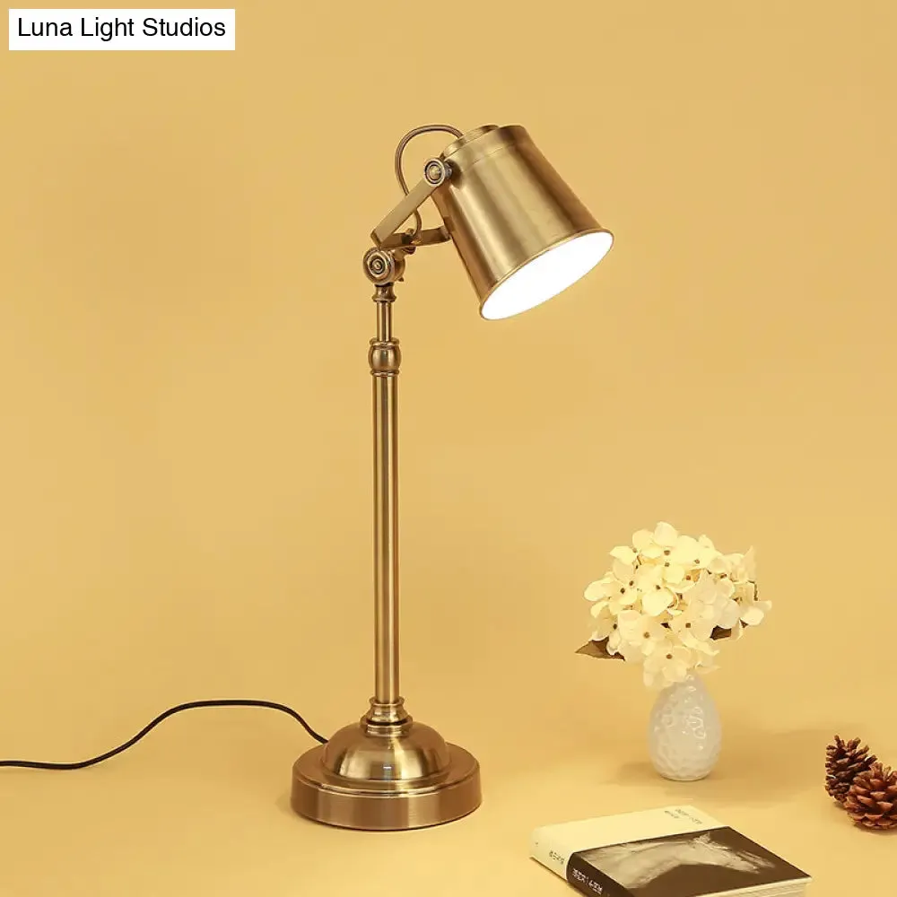 Antique Gold Swivel Shade Table Lamp - Stylish Metal Nightstand Light for Living Room