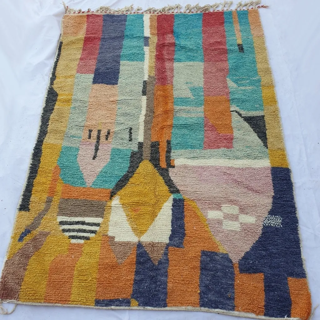 ARABI | 9'7x6'6 Ft | 3x2 m | Moroccan Colorful Rug | 100% wool handmade
