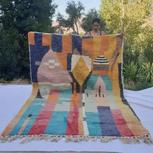 ARABI | 9'7x6'6 Ft | 3x2 m | Moroccan Colorful Rug | 100% wool handmade