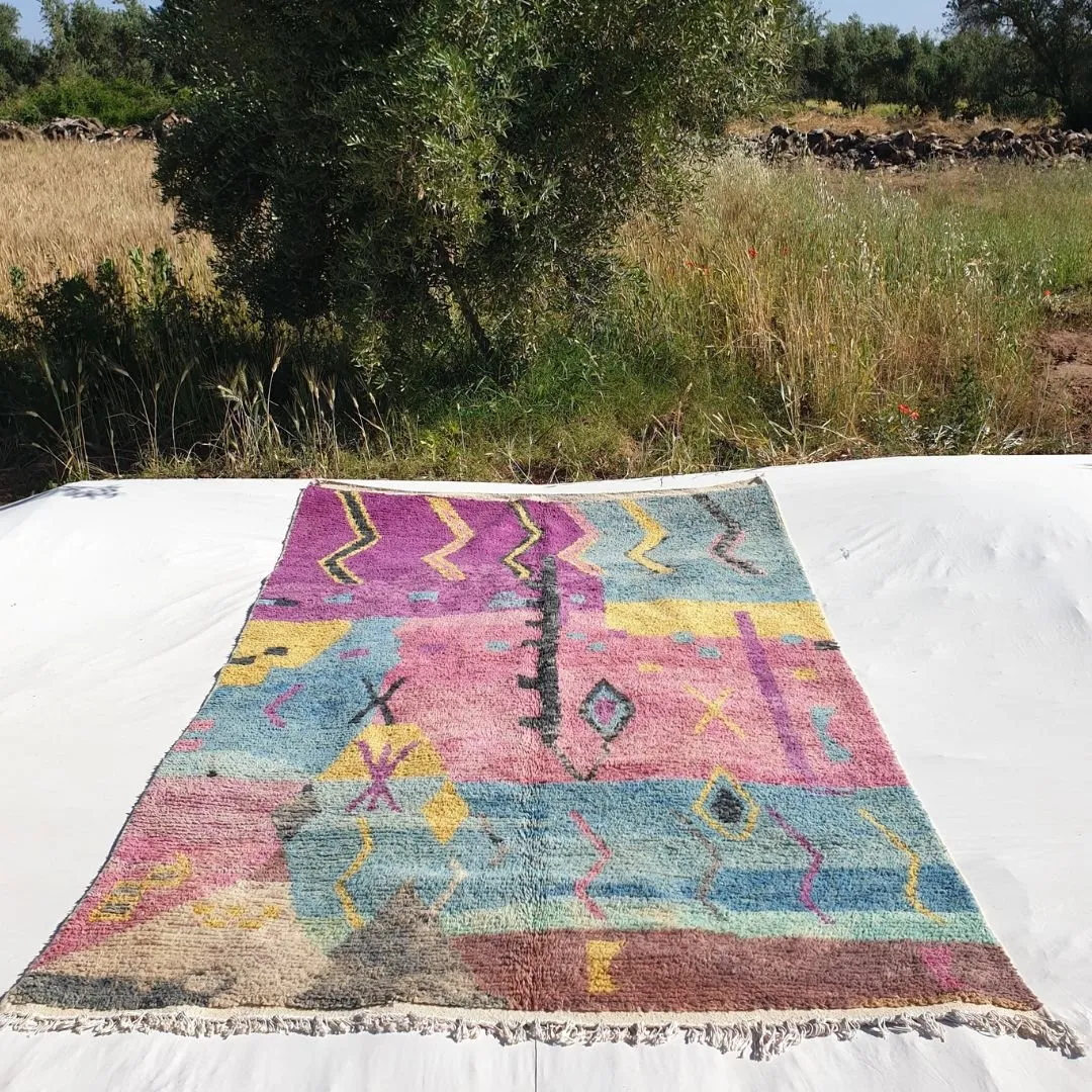 Arassa - Moroccan Colorful Rug 6x10 Boujad Berber | Authentic Handmade Carpet | 6'4x10 Ft | 196x306 cm