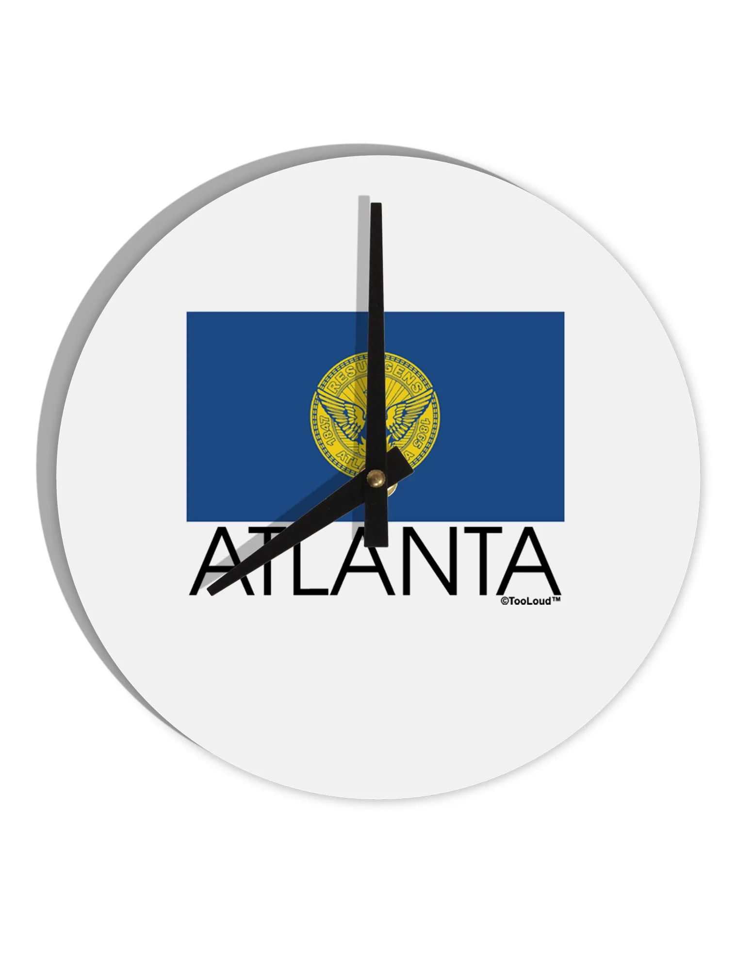 Atlanta Georgia Flag Text 10 InchRound Wall Clock  by TooLoud