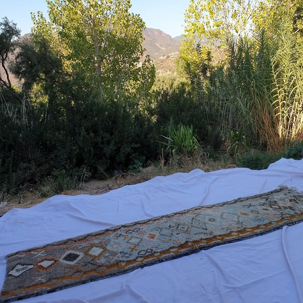 AZIGA Runner | 10x2'5 Ft | 3,04x0,75 m | Moroccan Colorful Rug | 100% wool handmade