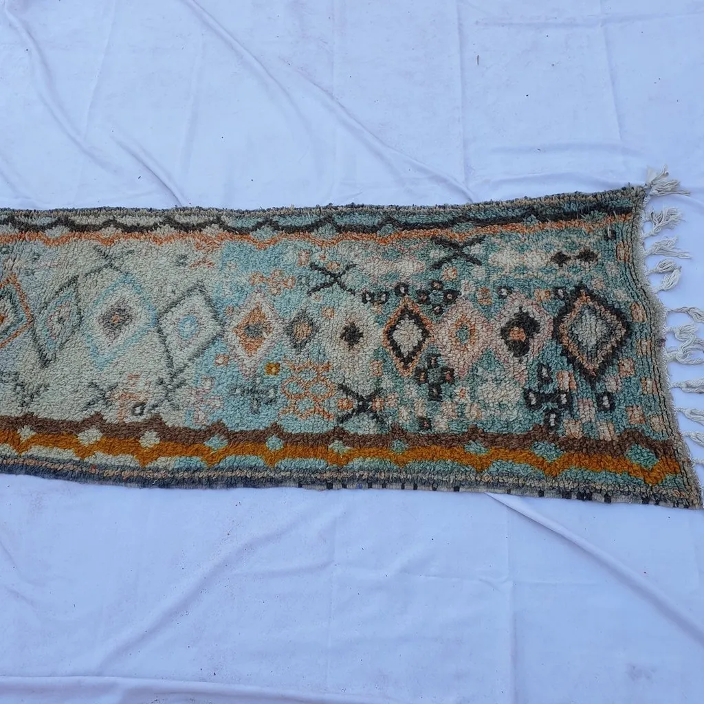 AZIGA Runner | 10x2'5 Ft | 3,04x0,75 m | Moroccan Colorful Rug | 100% wool handmade