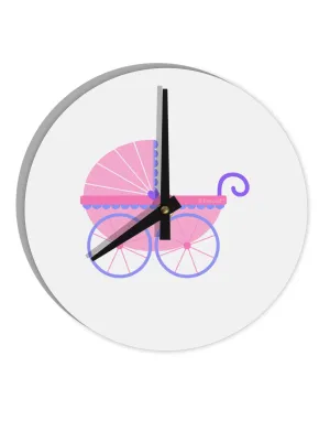 Baby Girl Carriage 10 InchRound Wall Clock