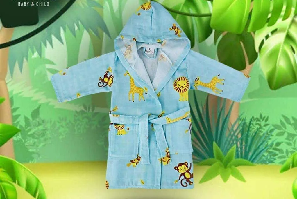 Baby Muslin Bathrobe - Safari