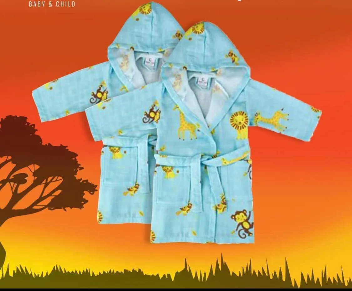 Baby Muslin Bathrobe - Safari