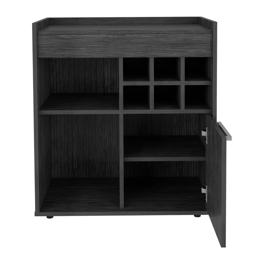 Bar Cabinet Dext, Two Concealed Shelves, Six Wine Cubbies, Light Gray Finish