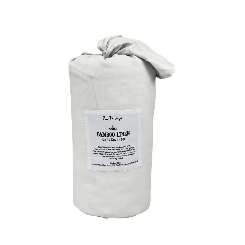 Bas Phillips Bamboo Linen Silver Oasis Quilt Cover Set