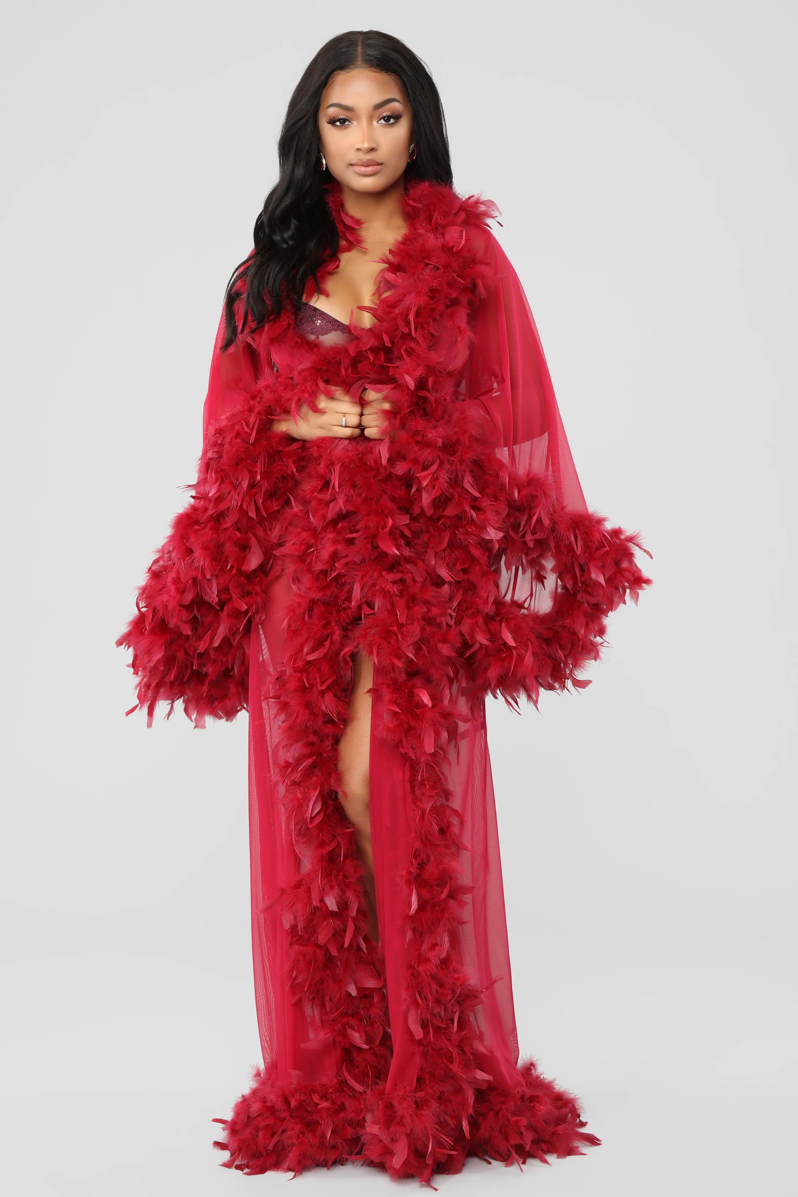 Bedroom Eyes Robe - Wine