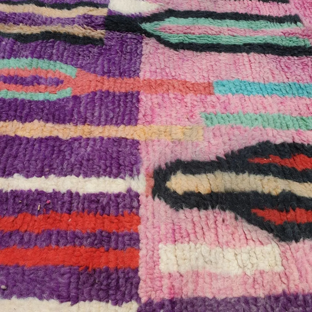 Berbara - Purple Moroccan Rug 5x8 Berber Boujad | Authentic Berber Living room & Bedroom Rug | 5'05x8'66 Ft | 154x264 cm