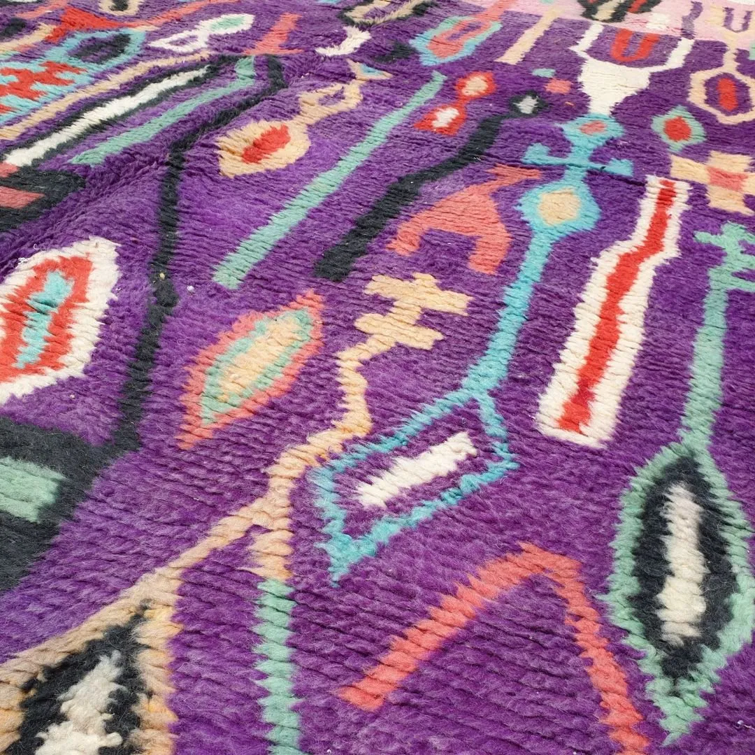 Berbara - Purple Moroccan Rug 5x8 Berber Boujad | Authentic Berber Living room & Bedroom Rug | 5'05x8'66 Ft | 154x264 cm