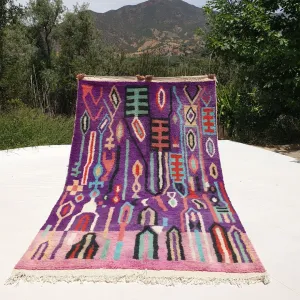 Berbara - Purple Moroccan Rug 5x8 Berber Boujad | Authentic Berber Living room & Bedroom Rug | 5'05x8'66 Ft | 154x264 cm
