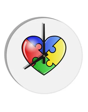 Big Puzzle Heart - Autism Awareness 10 InchRound Wall Clock  by TooLoud