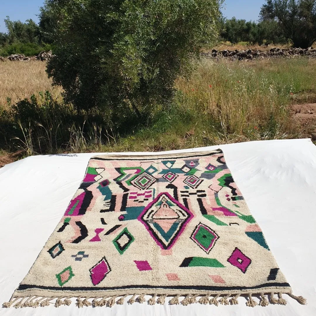 Birki - Boujad Moroccan Rug 6x10 Handmade Colorful Living room carpet | 6'8x10'1 Ft – 206x308 cm