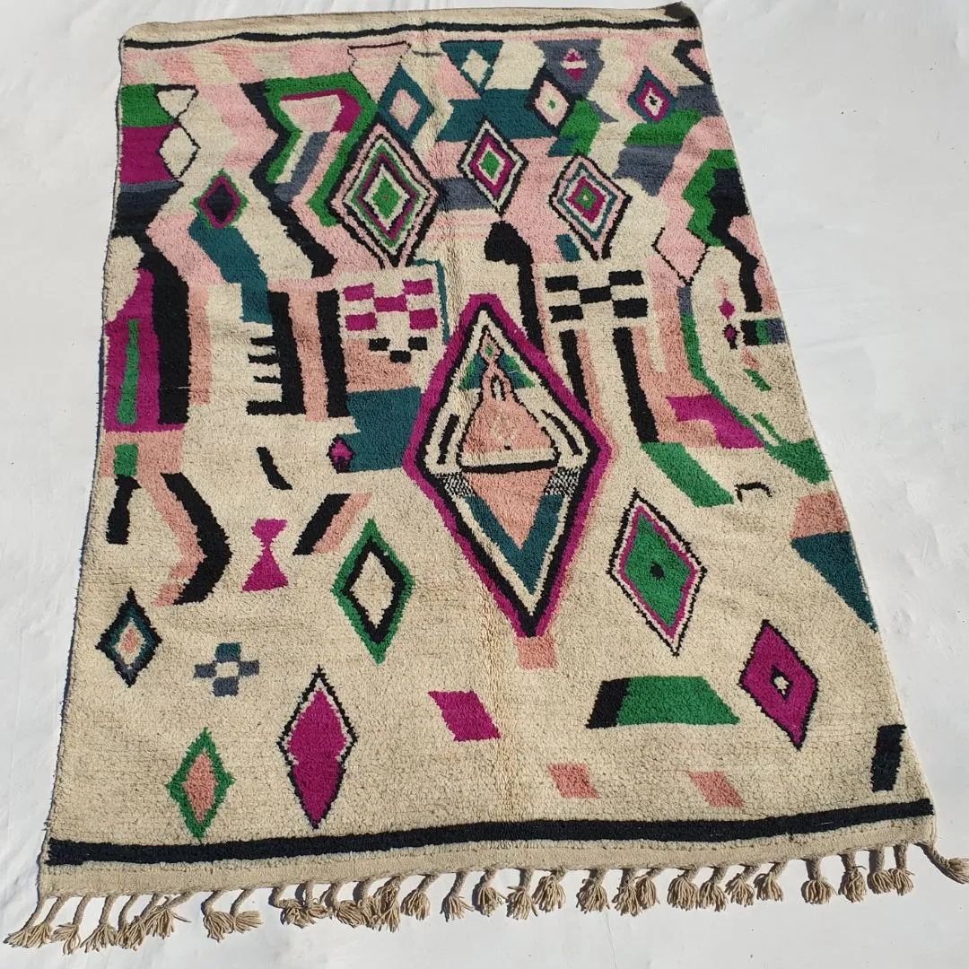 Birki - Boujad Moroccan Rug 6x10 Handmade Colorful Living room carpet | 6'8x10'1 Ft – 206x308 cm