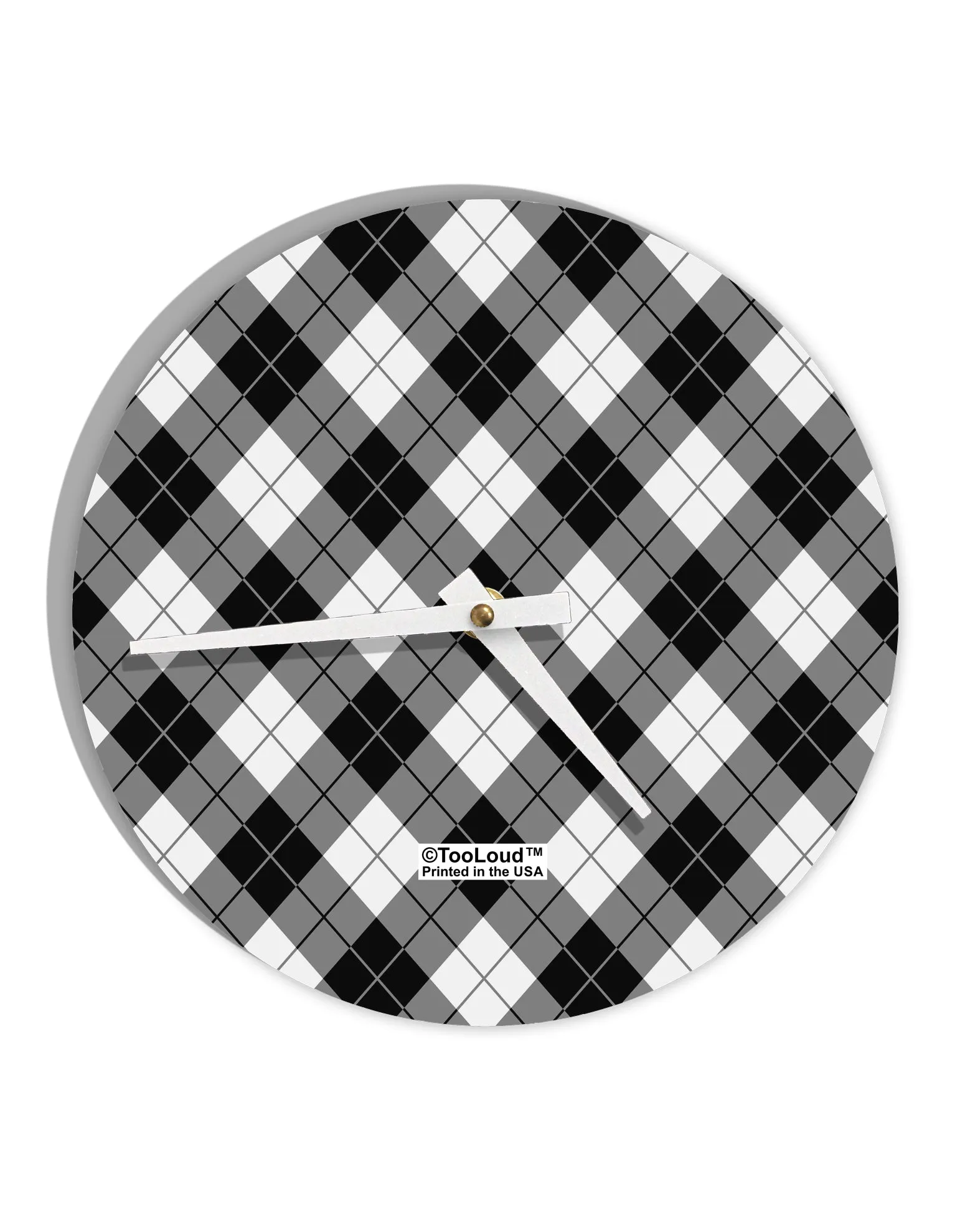 Black and White Argyle AOP 10 InchRound Wall Clock  All Over Print by TooLoud