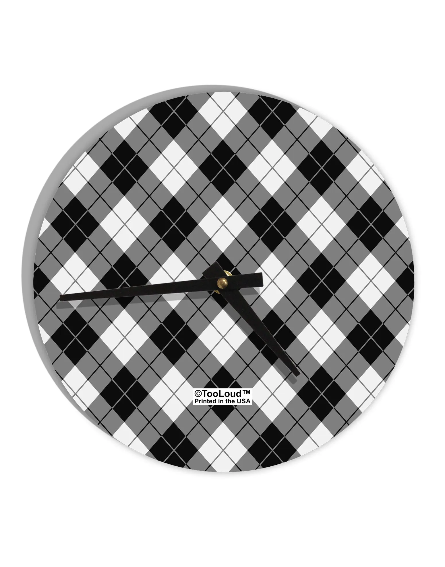 Black and White Argyle AOP 10 InchRound Wall Clock  All Over Print by TooLoud