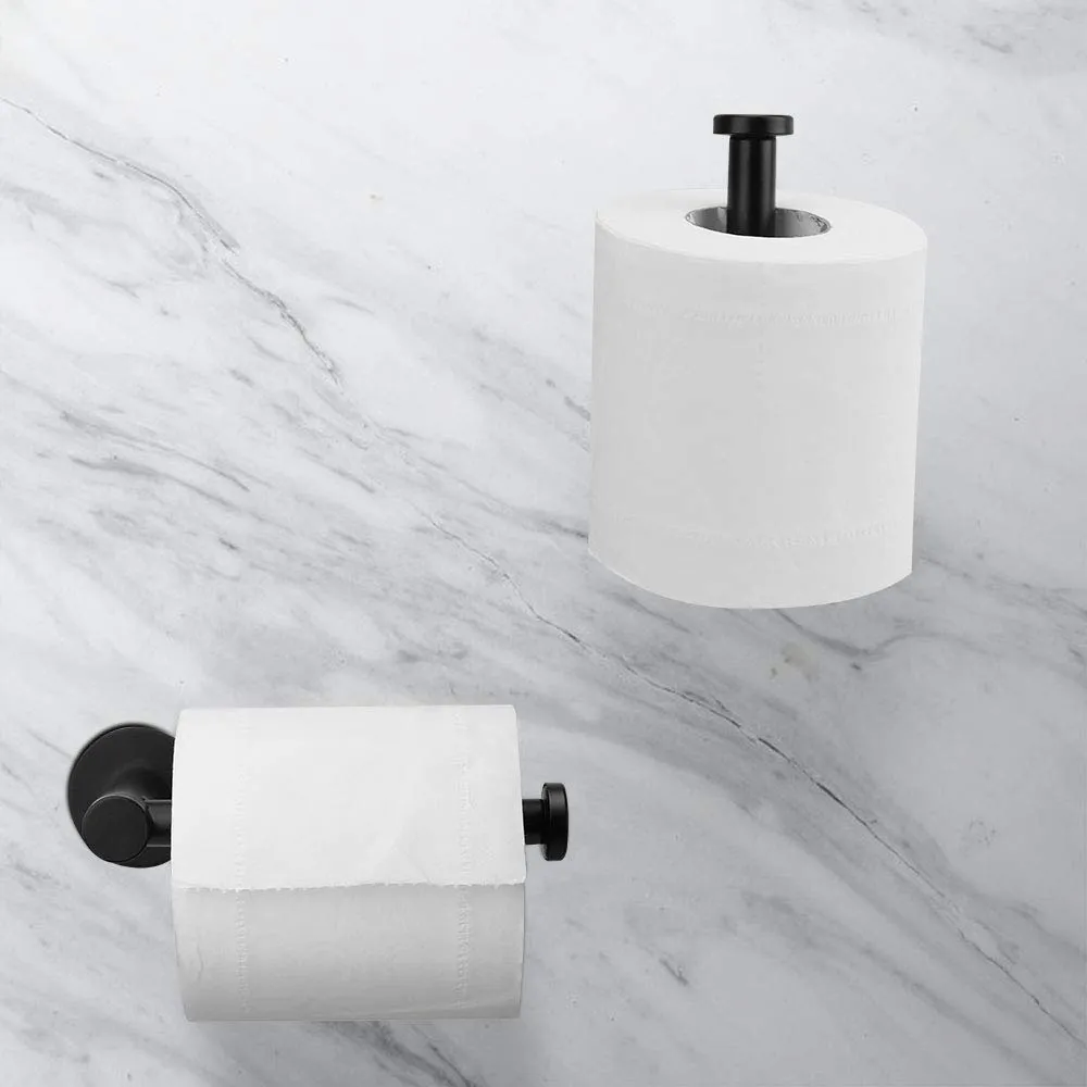 Black Self Adhesive Toilet Paper Holder - Rust-Free SUS 304
