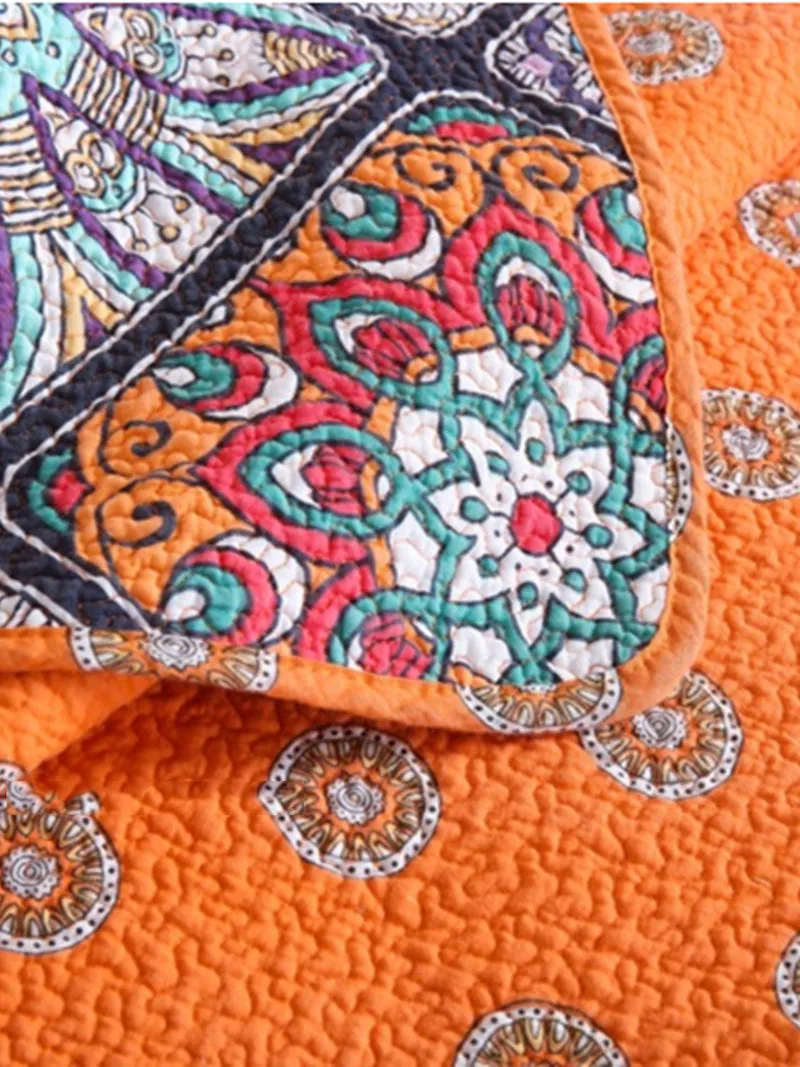 Bohemian Mandala Chakra Cotton 3 Piece Bedspread Embroidery Bedding Set