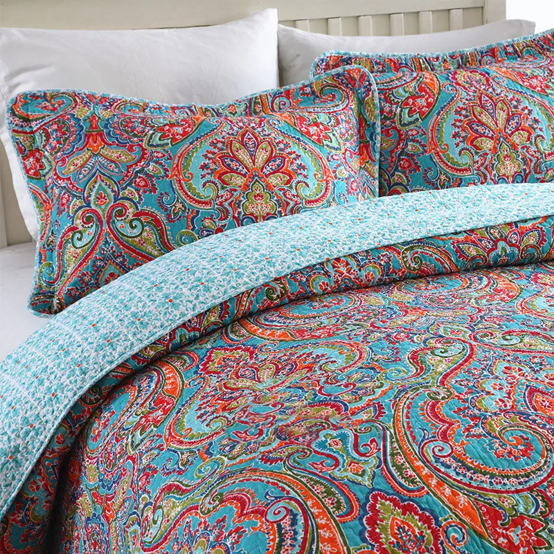 Bohemian Royal Multi Colour Cotton 3 Piece Bedspread Bedding Set
