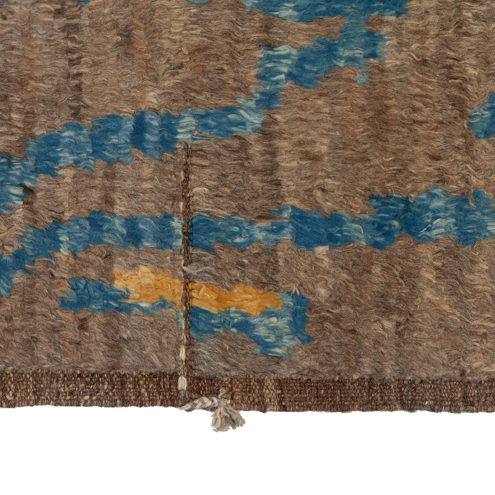 Brown & Blue Moroccan Wool Rug - 8'2" x 9'8"