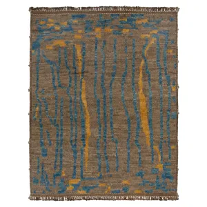 Brown & Blue Moroccan Wool Rug - 8'2" x 9'8"