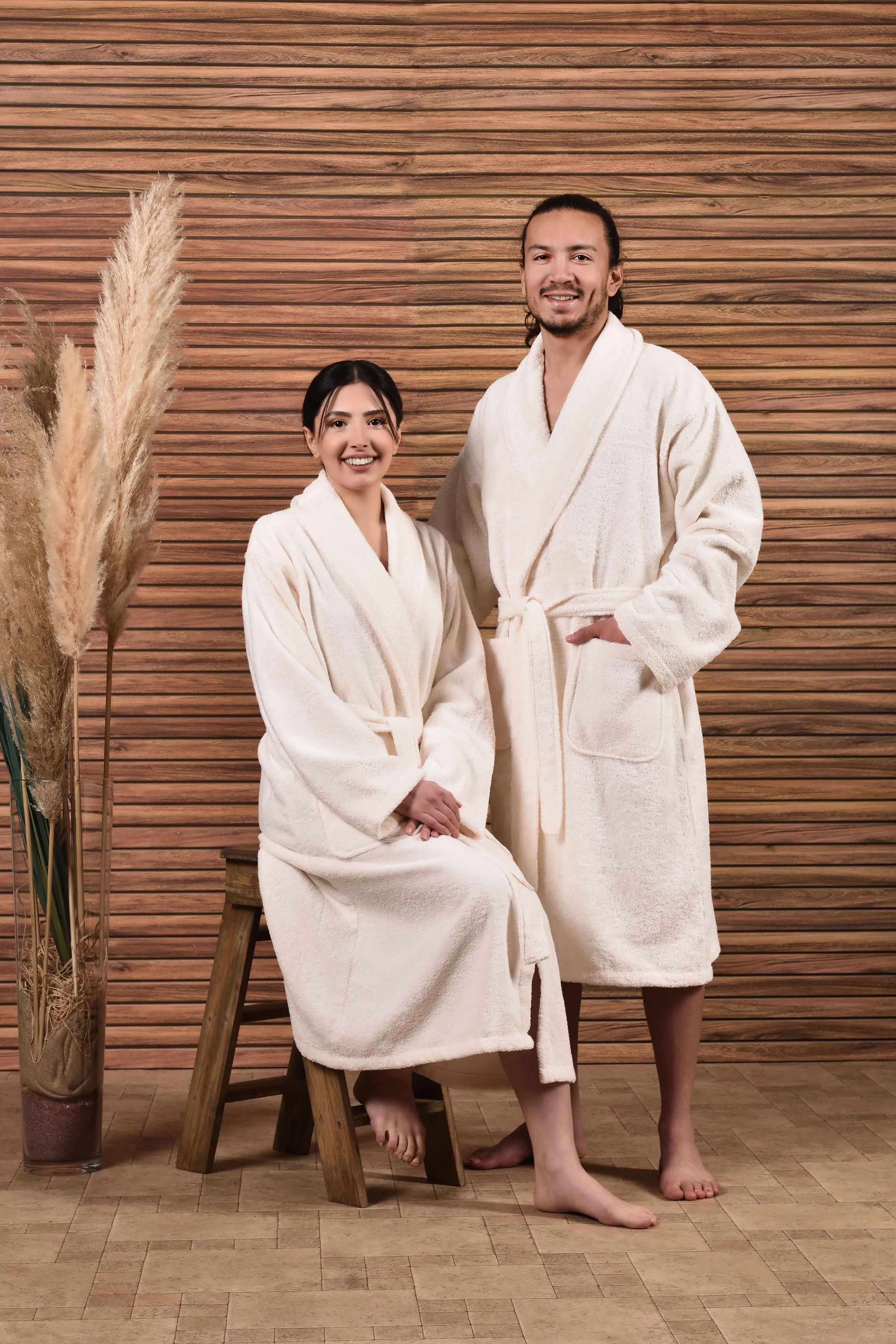 Buckingham Collection Bamboo Bathrobe - Ecru