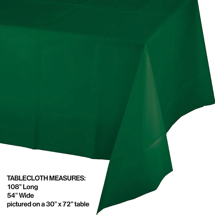 Bulk Hunter Green Plastic Table Covers 54 inch x 108 inch (12 per Case)