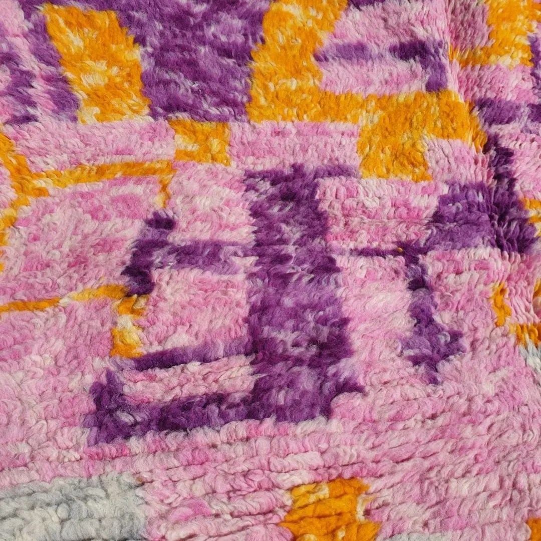 Chabiha - Pink Moroccan Rug 5x8 Boujad | Berber Wool Handmade Carpet | 5x8'7 Ft | 150x260 cm