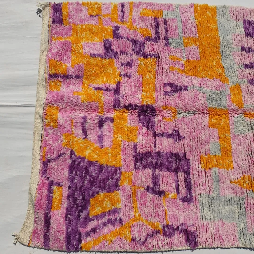 Chabiha - Pink Moroccan Rug 5x8 Boujad | Berber Wool Handmade Carpet | 5x8'7 Ft | 150x260 cm