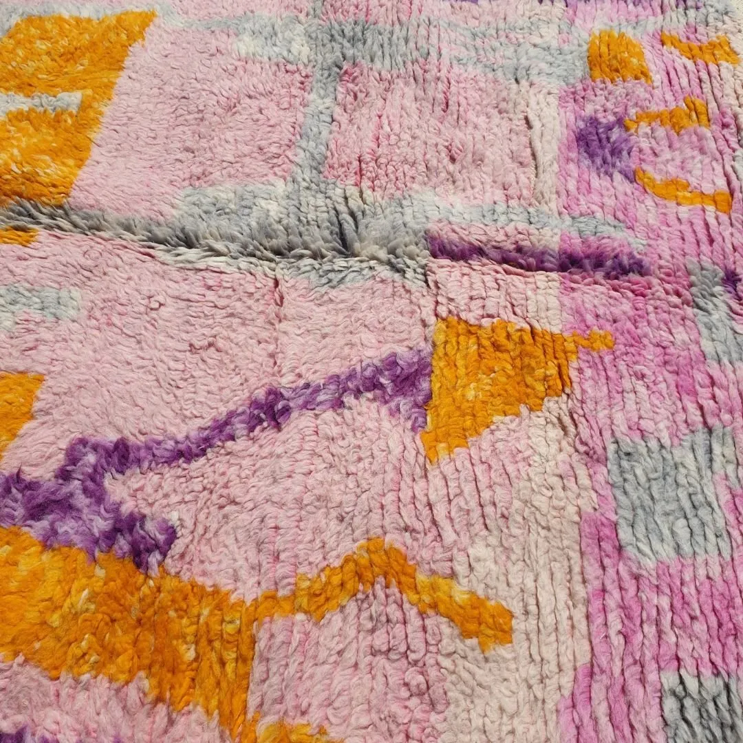 Chabiha - Pink Moroccan Rug 5x8 Boujad | Berber Wool Handmade Carpet | 5x8'7 Ft | 150x260 cm