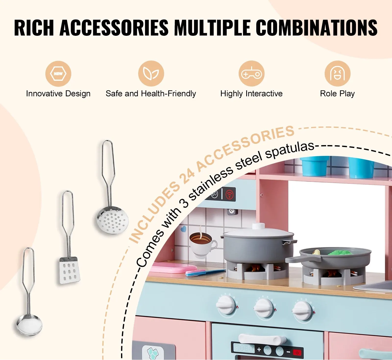 Chef Kitchen Pretend Cooking Playset With Lights And Sounds For Kids