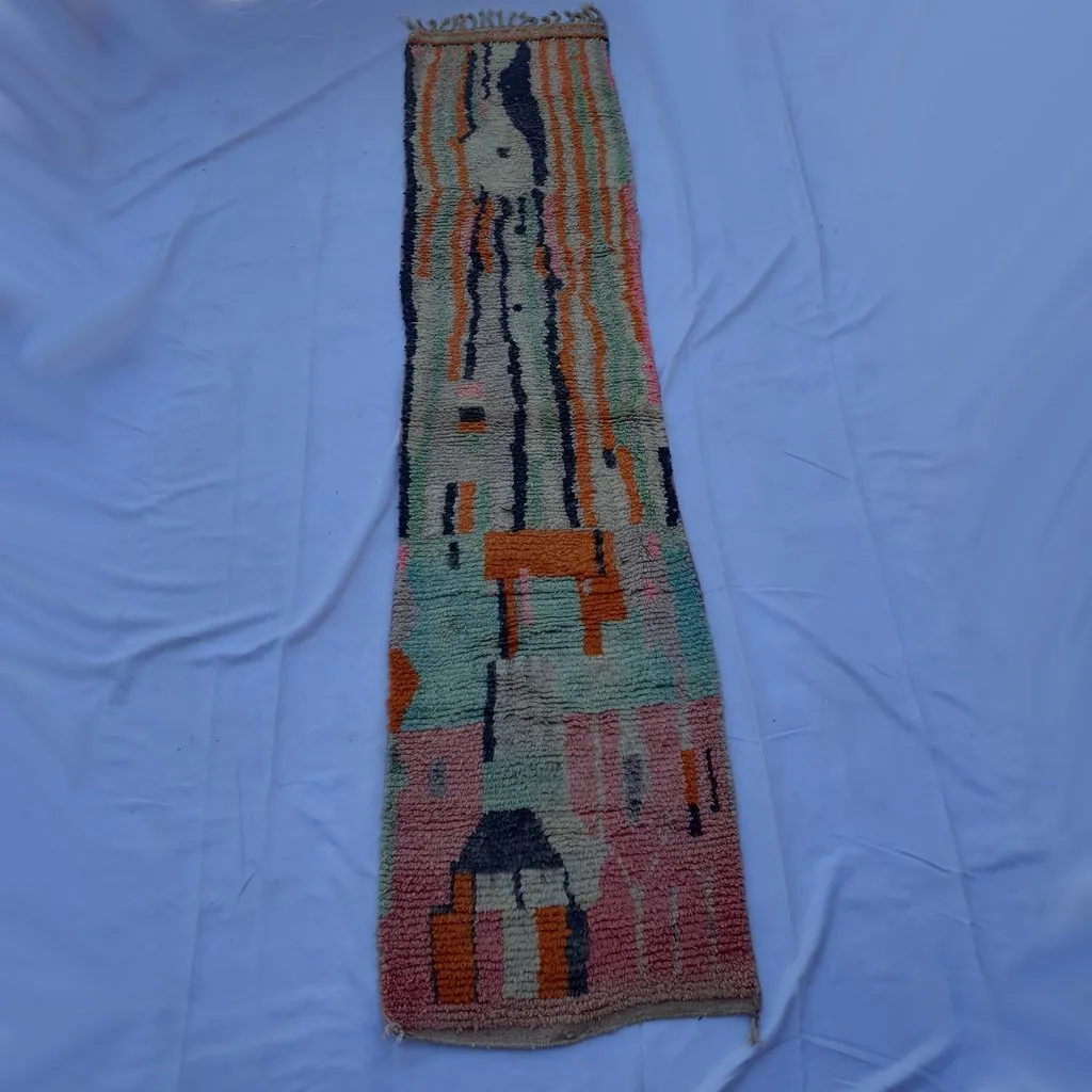 CHINN Runner | 10'2x2'5 Ft | 3,10x0,76 m | Moroccan Colorful Rug | 100% wool handmade