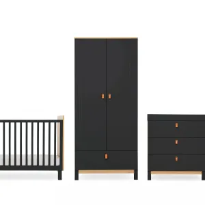 CuddleCo Rafi 3 Piece Nursery Furniture Set - Oak & Black