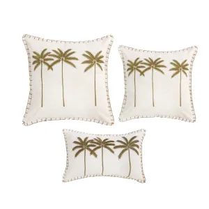 Cushion Green Olive Lillian Palm Tree Linen