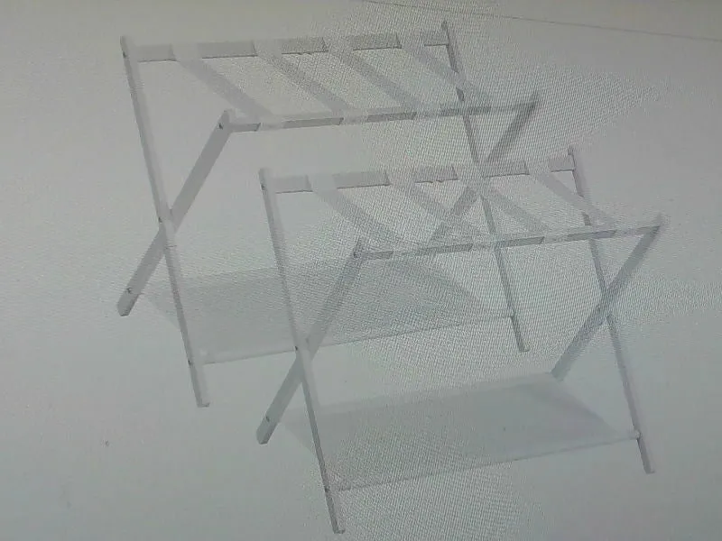 Dual White Foldable Luggage Racks for Travel and Storage