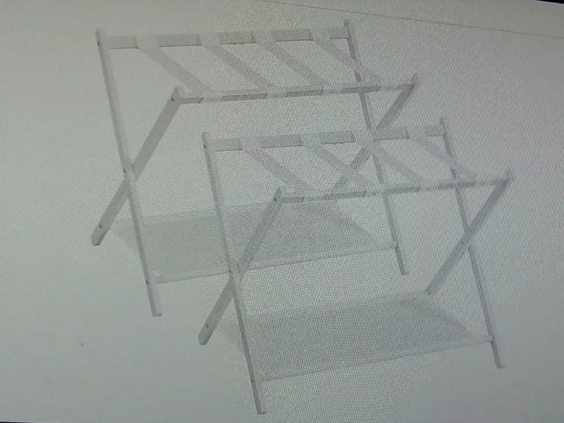 Dual White Foldable Luggage Racks for Travel and Storage