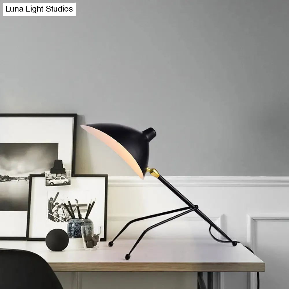 Eva - Black Black Bowl Reading Light Cartoon 1-Head Metal Nightstand Lamp with Tripod and Adjustable Shade