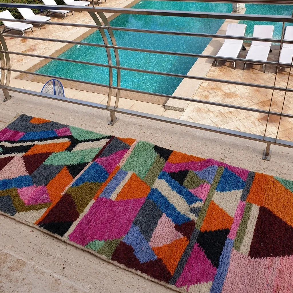 FELNA Runner | 11'2x2'6 Ft | 3,42x0,80 m | Moroccan Colorful Rug | 100% wool handmade