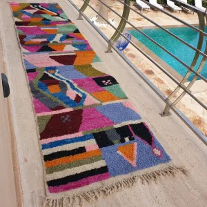 FELNA Runner | 11'2x2'6 Ft | 3,42x0,80 m | Moroccan Colorful Rug | 100% wool handmade