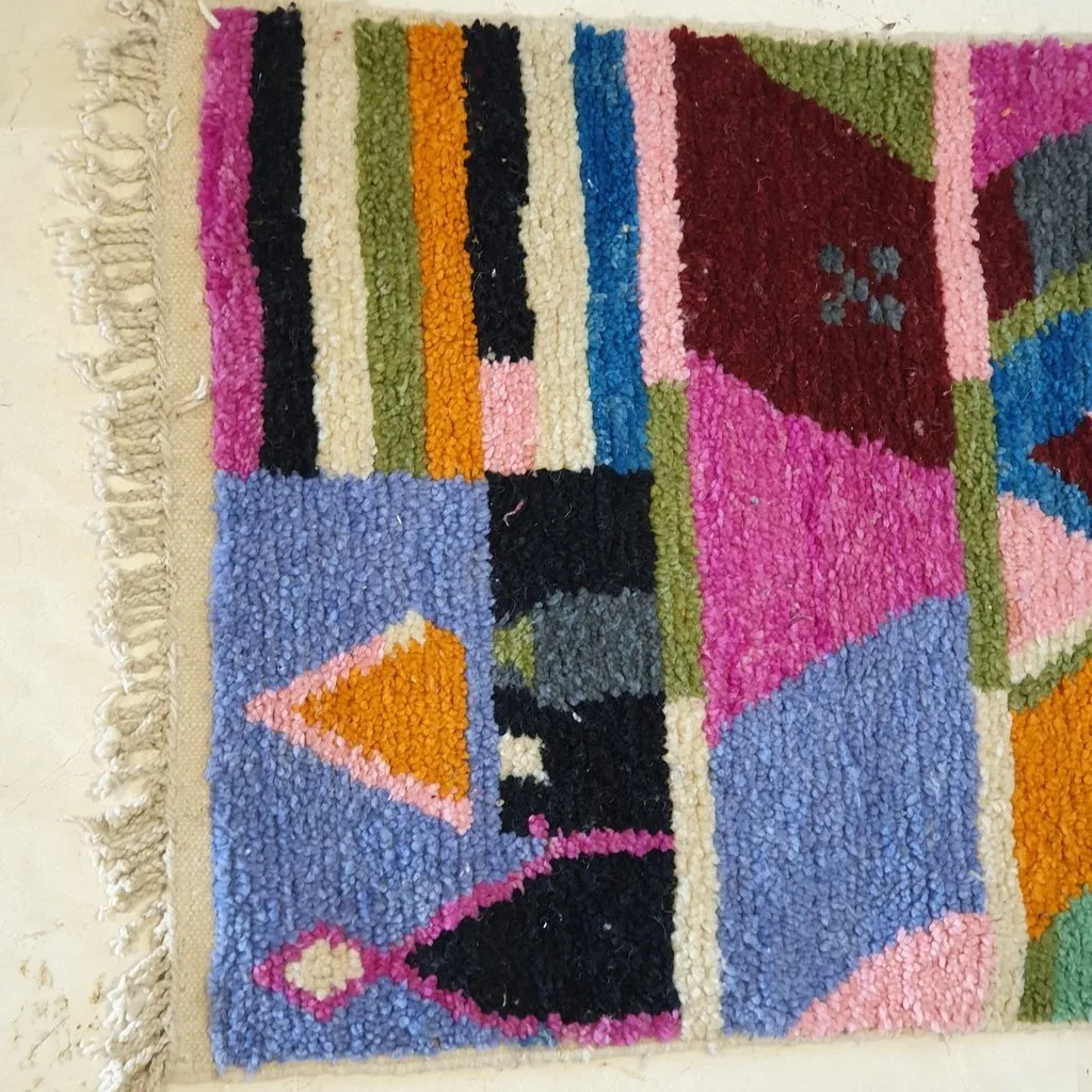 FELNA Runner | 11'2x2'6 Ft | 3,42x0,80 m | Moroccan Colorful Rug | 100% wool handmade