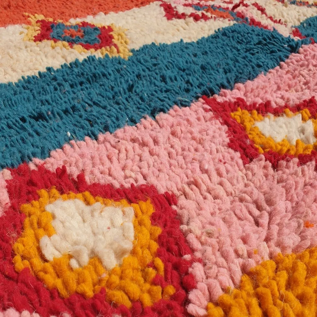FENZER | 8'5x5 Ft | 2,5x1,5 m | Moroccan Colorful Rug | 100% wool handmade