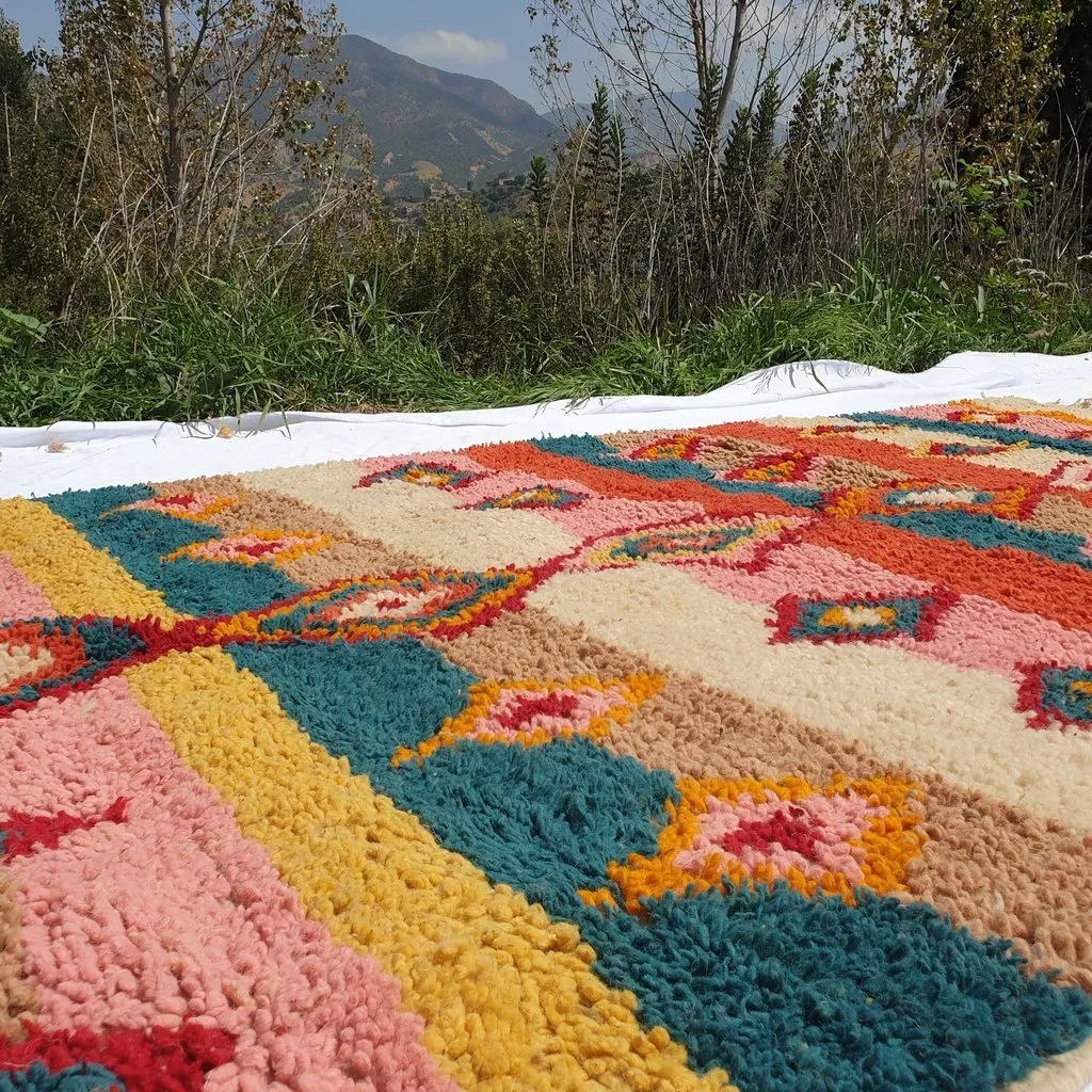 FENZER | 8'5x5 Ft | 2,5x1,5 m | Moroccan Colorful Rug | 100% wool handmade
