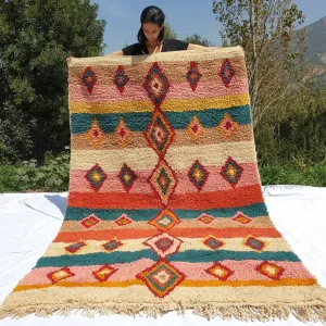 FENZER | 8'5x5 Ft | 2,5x1,5 m | Moroccan Colorful Rug | 100% wool handmade